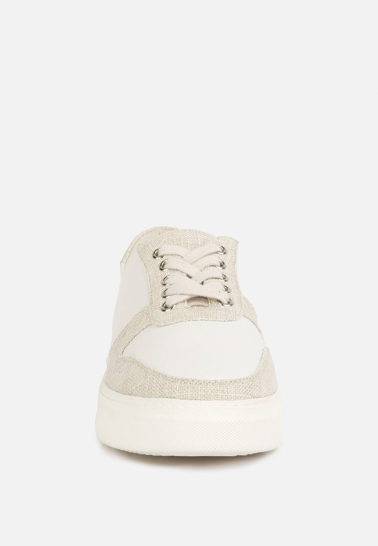 KJAER Dual Tone Leather Sneakers#color_white-Off-white
