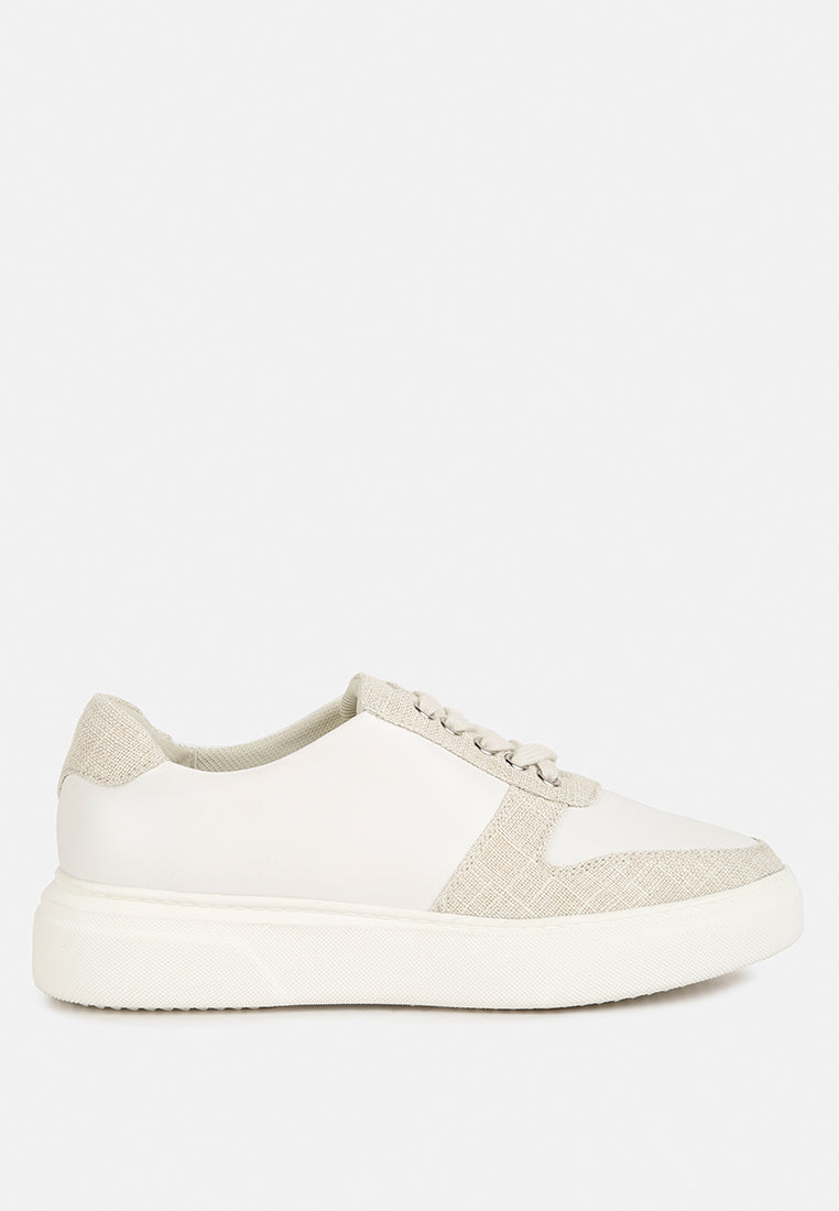 KJAER Dual Tone Leather Sneakers#color_white-Off-white
