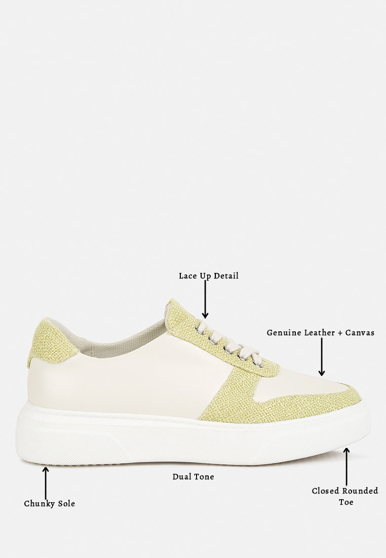 KJAER Dual Tone Leather Sneakers#color_off-white-green
