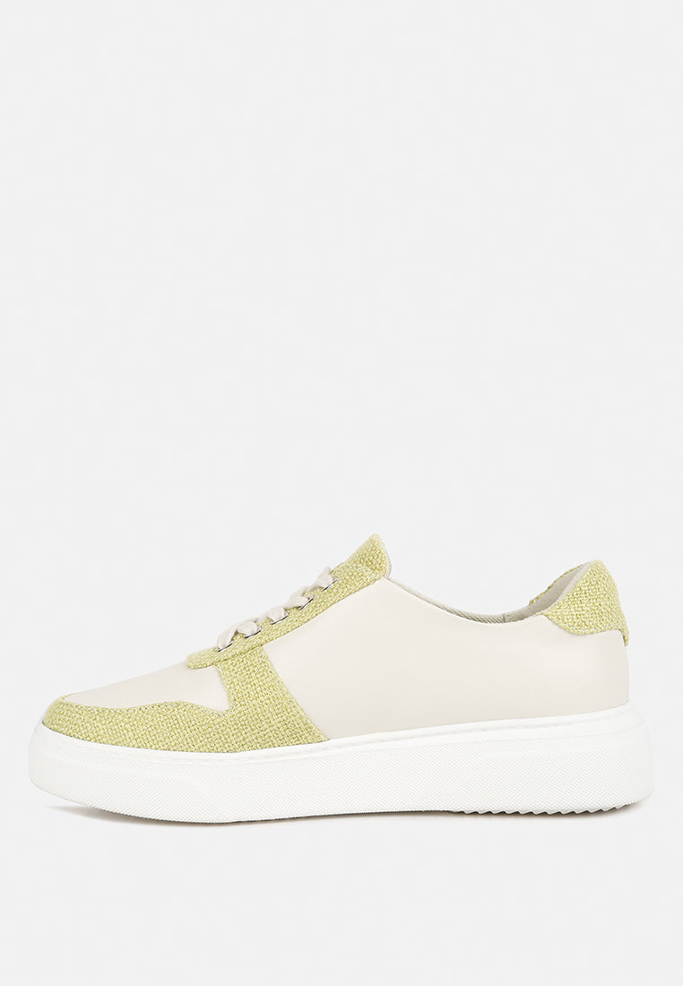 KJAER Dual Tone Leather Sneakers#color_off-white-green
