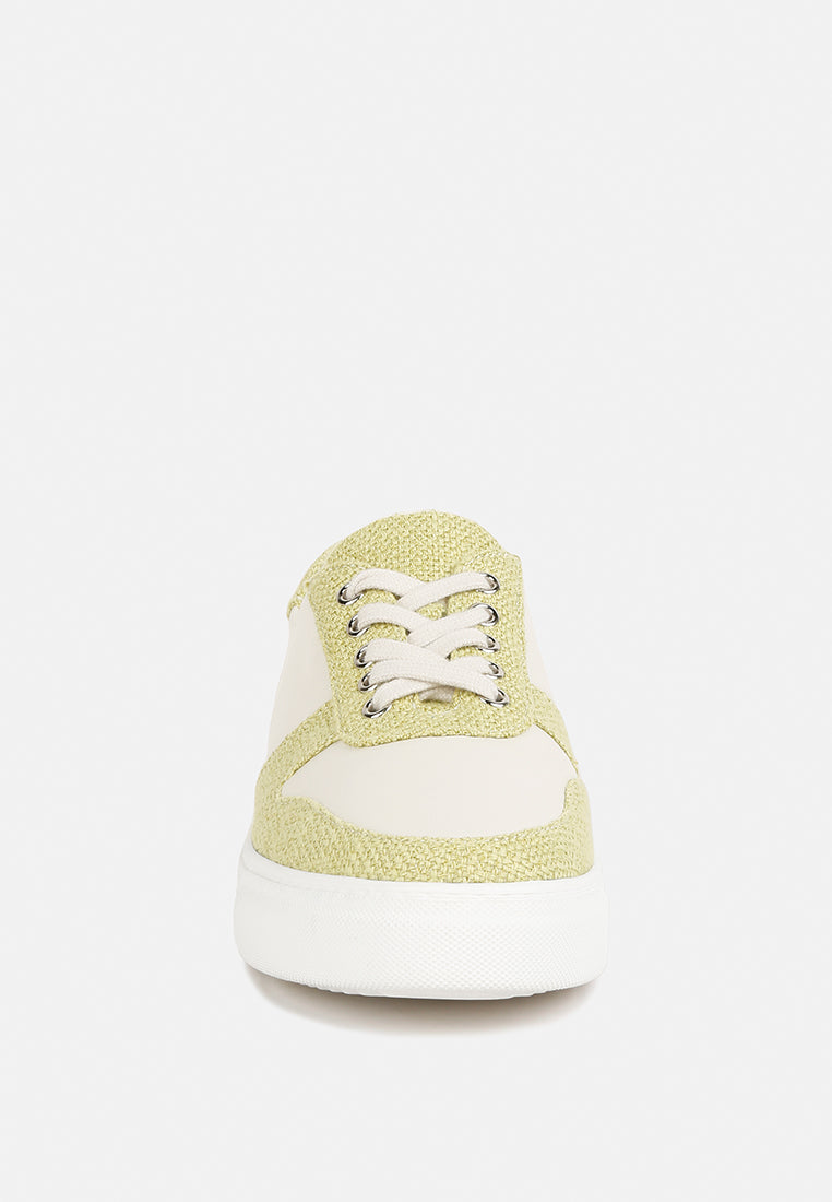 KJAER Dual Tone Leather Sneakers#color_off-white-green