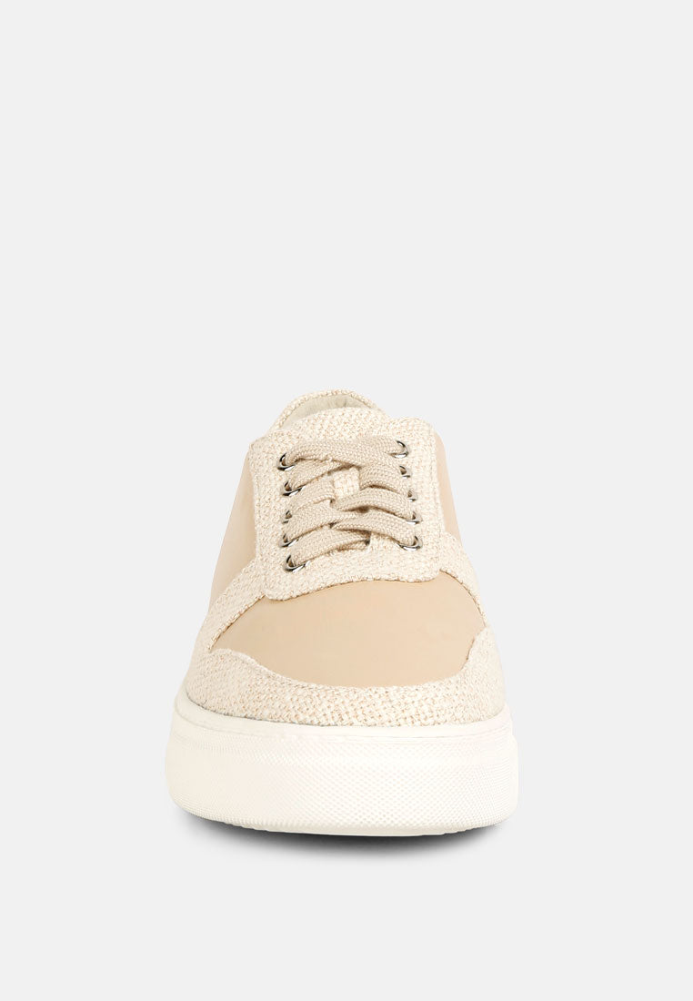 KJAER Dual Tone Leather Sneakers#color_Off-white-Beige