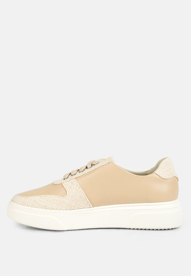 KJAER Dual Tone Leather Sneakers#color_Off-white-Beige