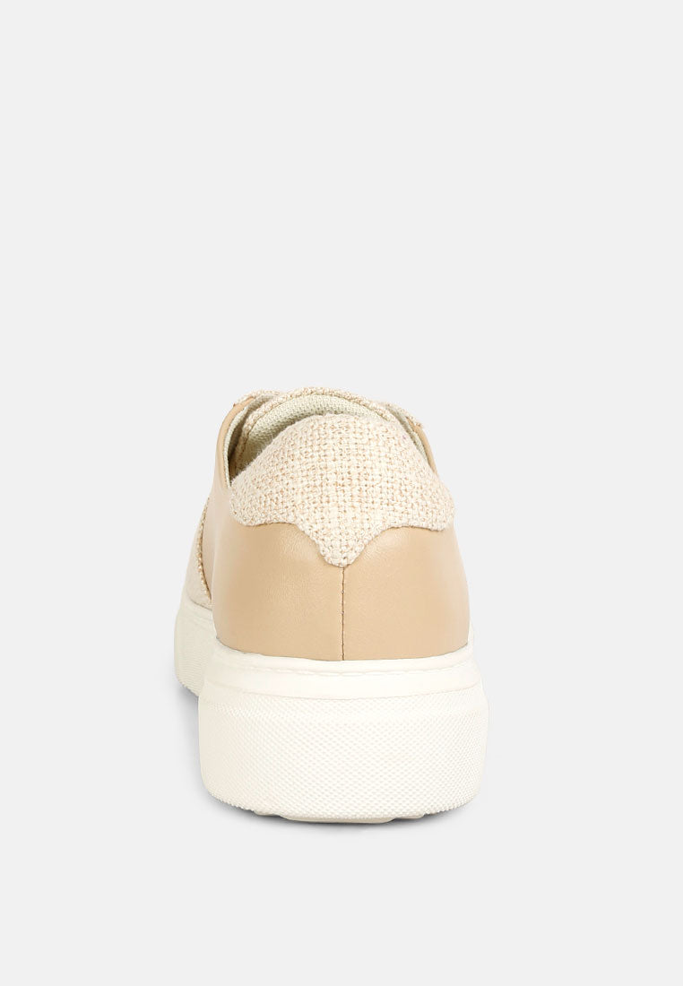 KJAER Dual Tone Leather Sneakers#color_Off-white-Beige