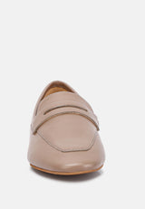 LILIANA Taupe Classic Leather Penny Loafers#color_taupe
