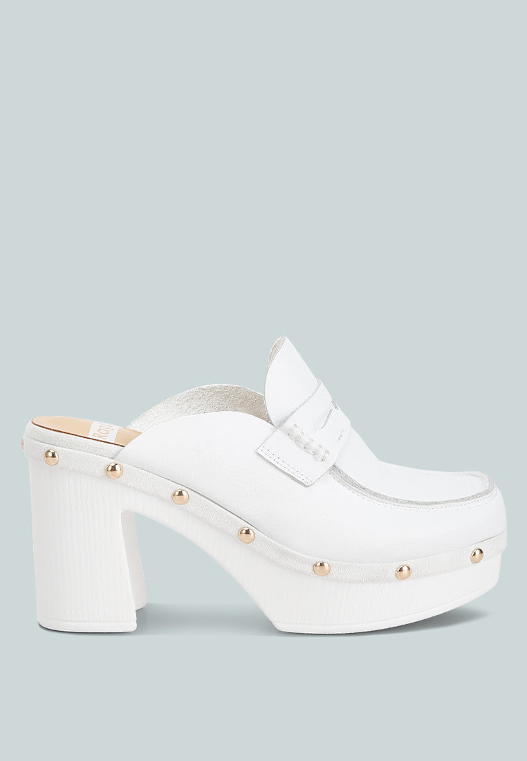 Lyrac Recycled Leather Platform Clogs#color_white