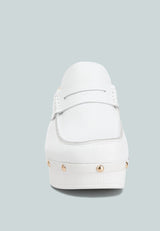 Lyrac Recycled Leather Platform Clogs#color_white