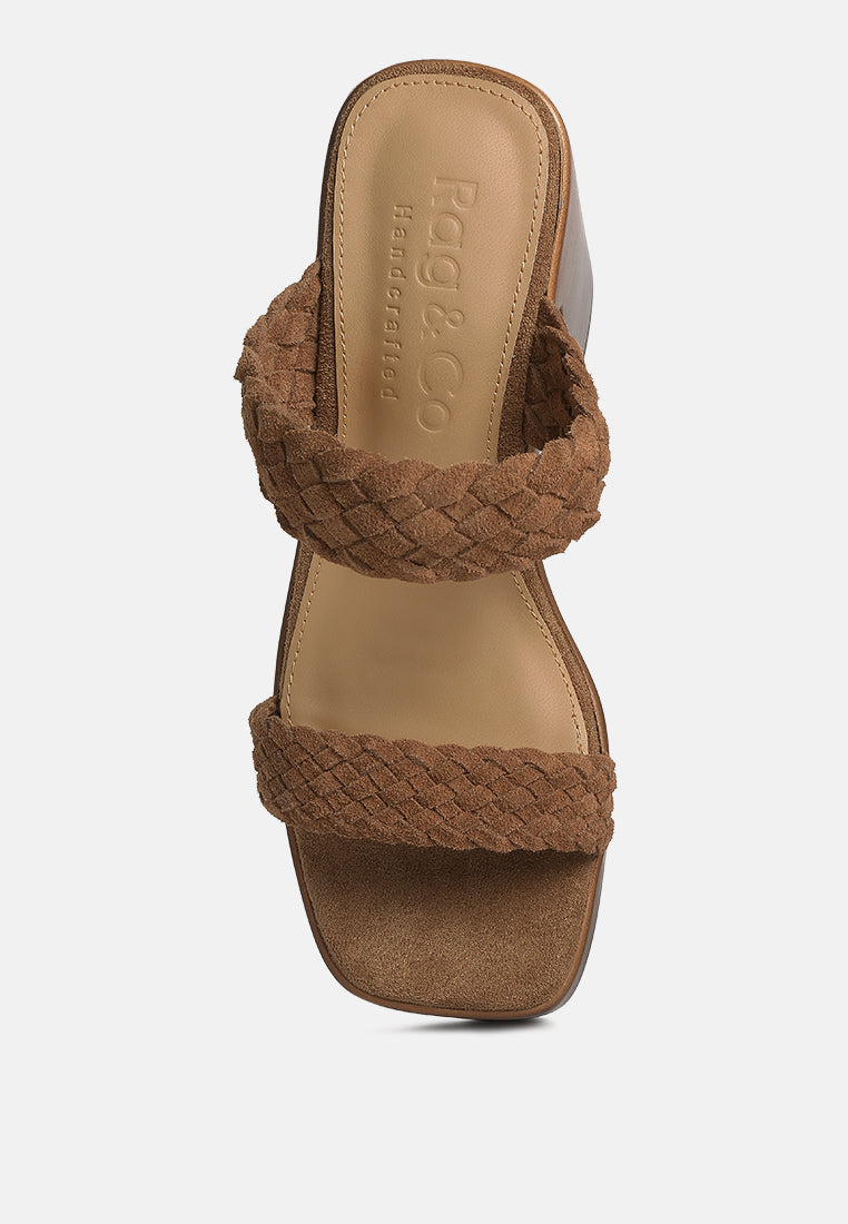 Misaki Woven Suede Strap Platform Sandals in Tan#color_tan