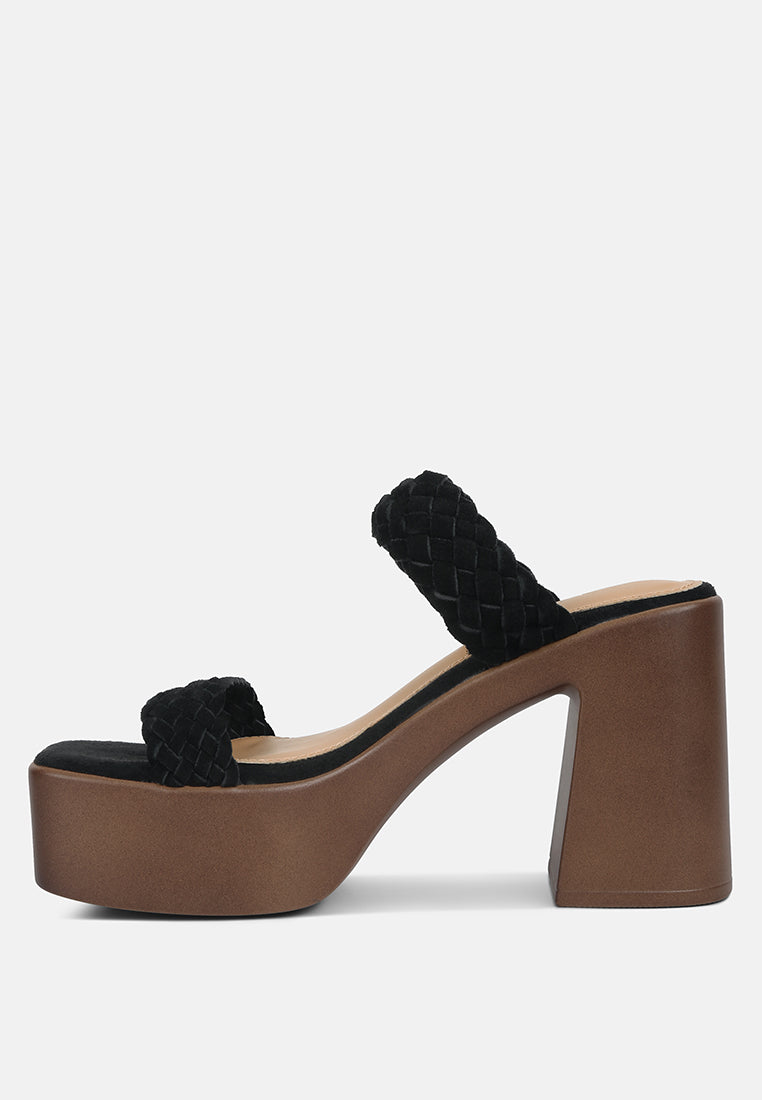 Misaki Woven Suede Strap Platform Sandals in Black#color_black
