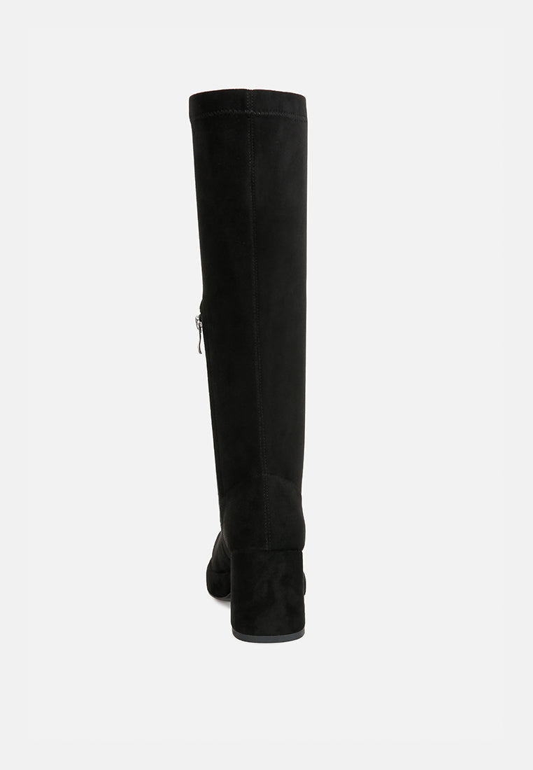 MORPIN Black Stretch Suede Calf Boots#color_black