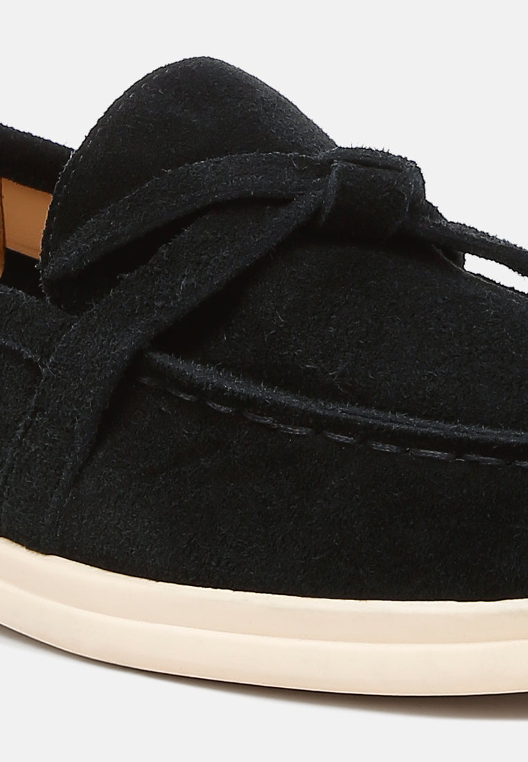 nautica suede knot detailed loafers#color_black