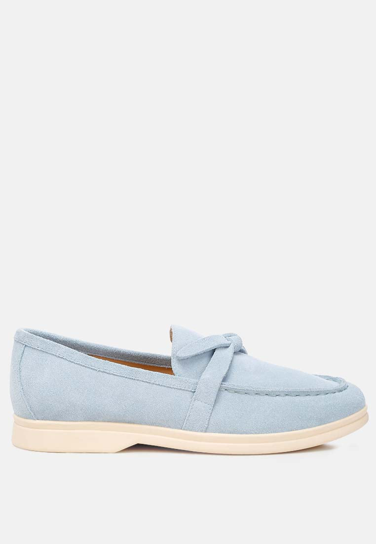 nautica suede knot detailed loafers#color_baby blue