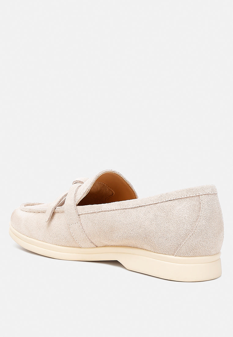 nautica suede knot detailed loafers#color_beige