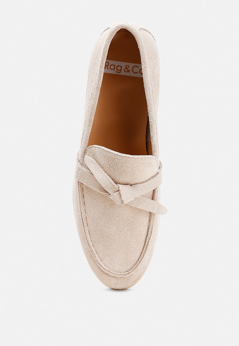 nautica suede knot detailed loafers#color_beige