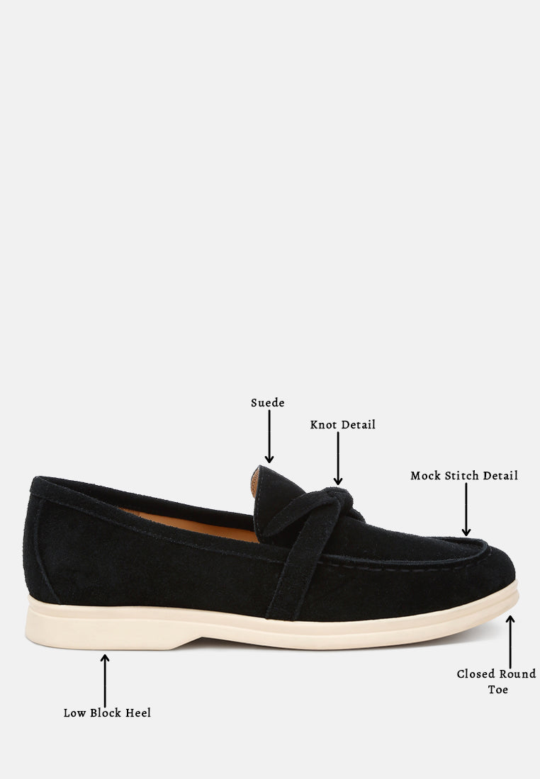 nautica suede knot detailed loafers#color_black