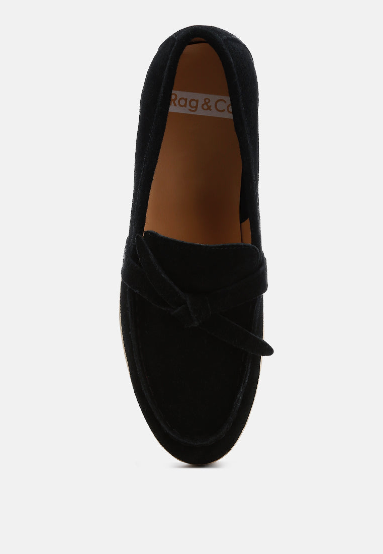 nautica suede knot detailed loafers#color_black