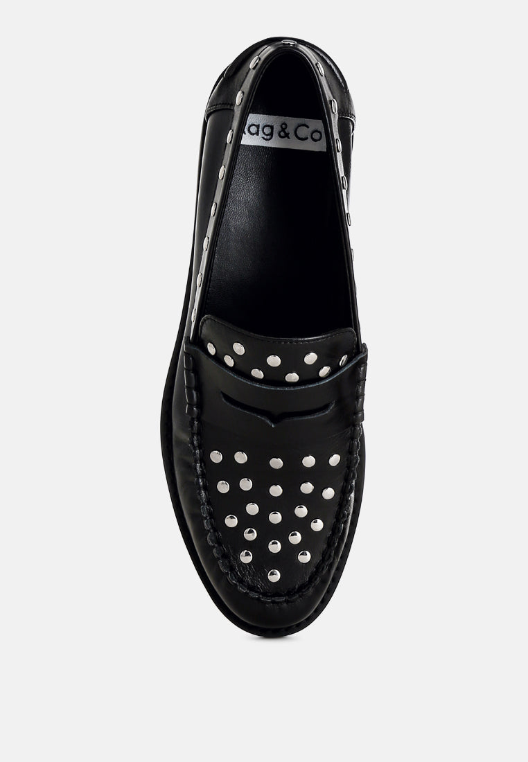 oglavia studs embellished leather loafers#color_black