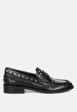 oglavia studs embellished leather loafers#color_black