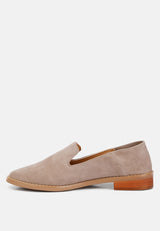 OLIWIA Taupe Classic Suede Loafers#color_taupe
