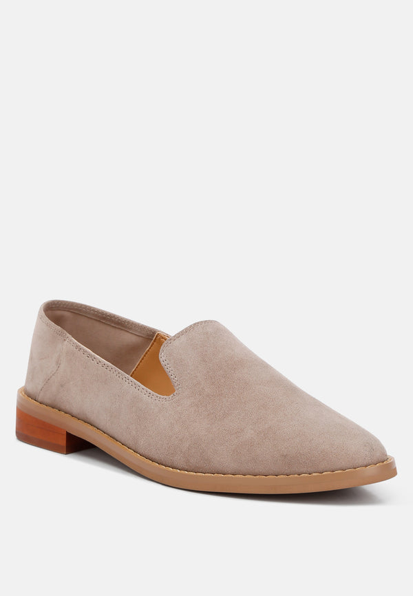 OLIWIA Taupe Classic Suede Loafers#color_taupe