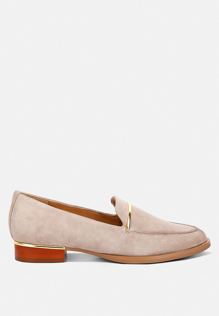 PAULINA Taupe Suede Slip-on Loafers#color_taupe