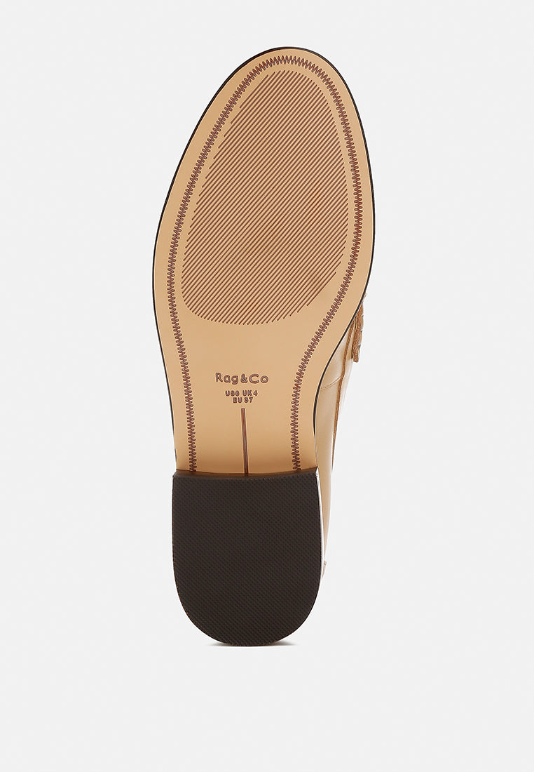 plavia genuine leather loafers#color_beige