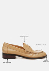 plavia genuine leather loafers#color_beige