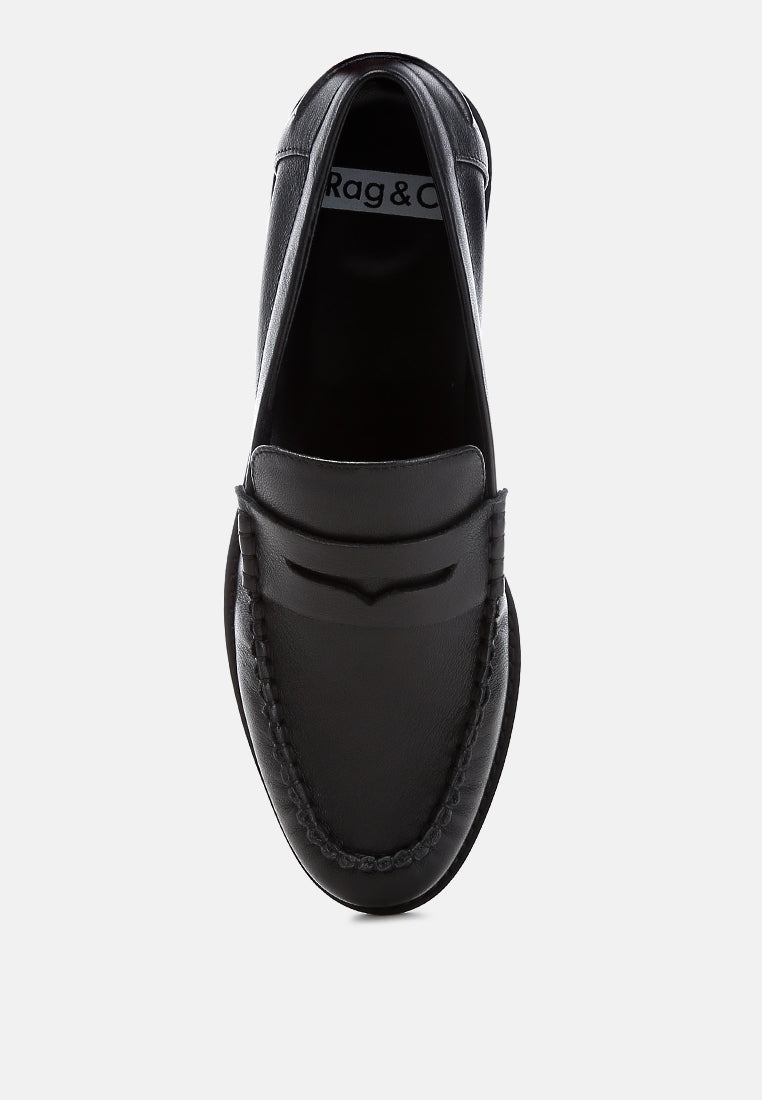 plavia genuine leather loafers#color_black