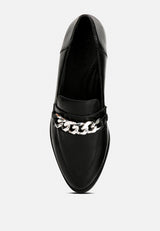POLA Black Leather Horsebit Loafers#color_black