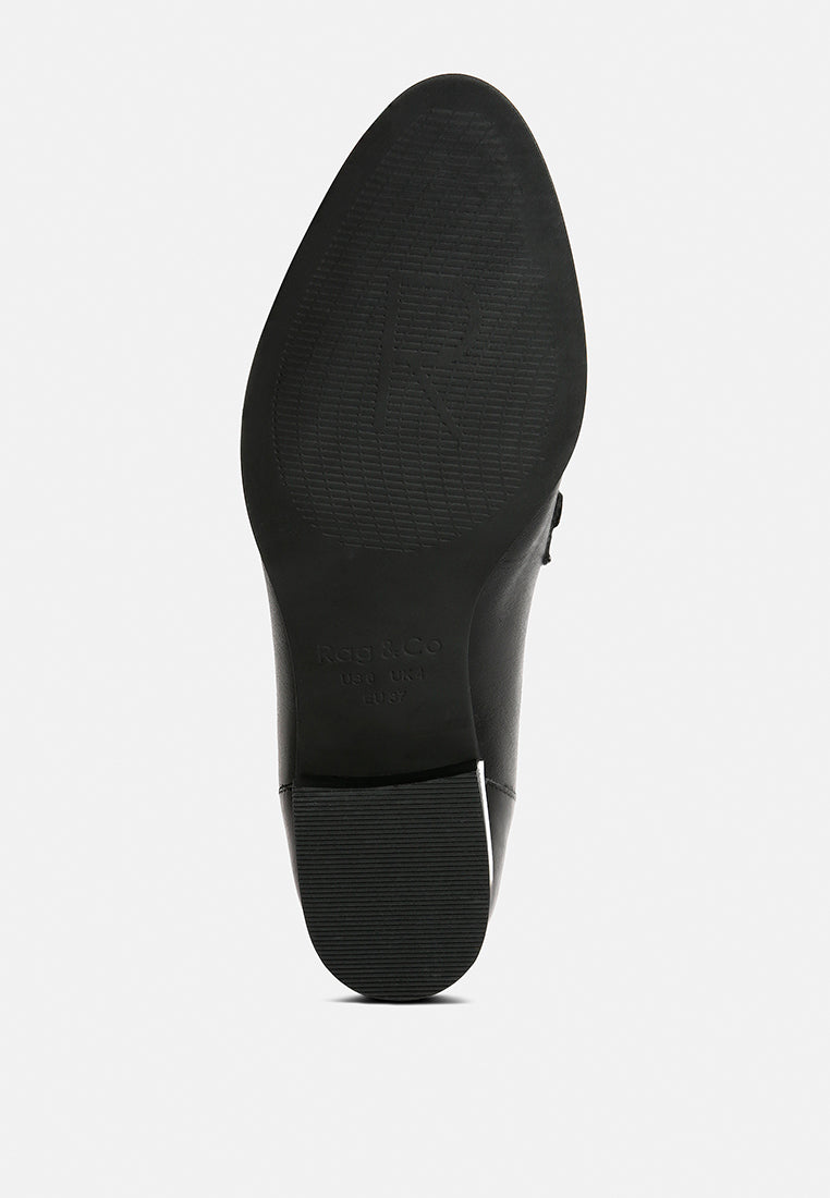POLA Black Leather Horsebit Loafers#color_black