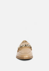 POLA Nude Leather Horsebit Loafers#color_nude