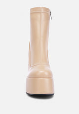 PURNELL Beige High Platform Ankle Boots#color_beige