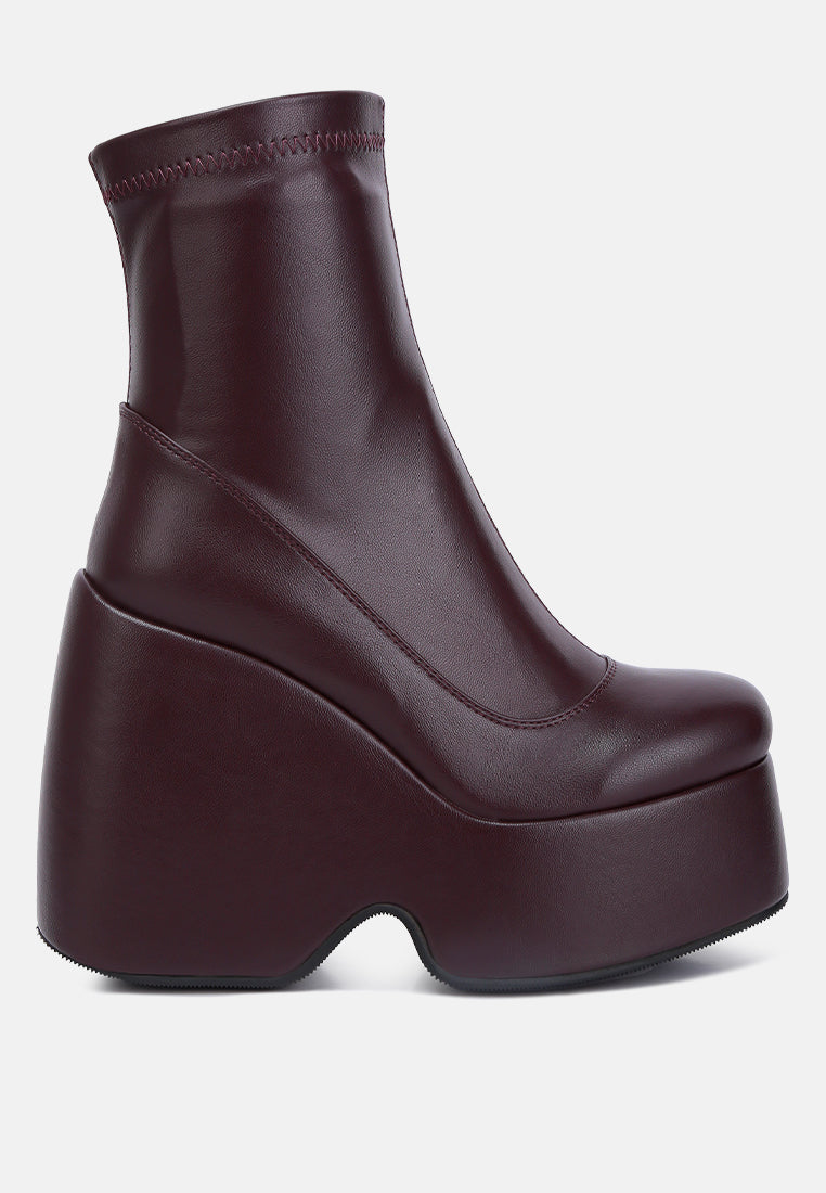 PURNELL Burgundy High Platform Ankle Boots#color_burgundy