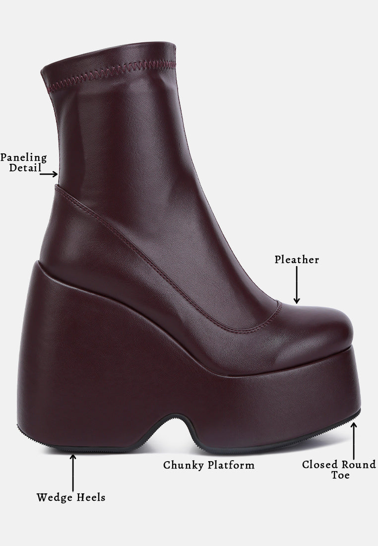 PURNELL Burgundy High Platform Ankle Boots#color_burgundy