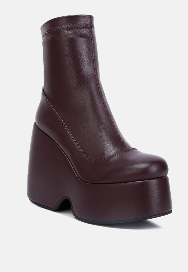 PURNELL Burgundy High Platform Ankle Boots#color_burgundy