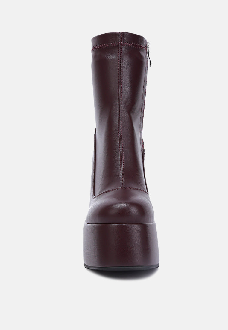 PURNELL Burgundy High Platform Ankle Boots#color_burgundy