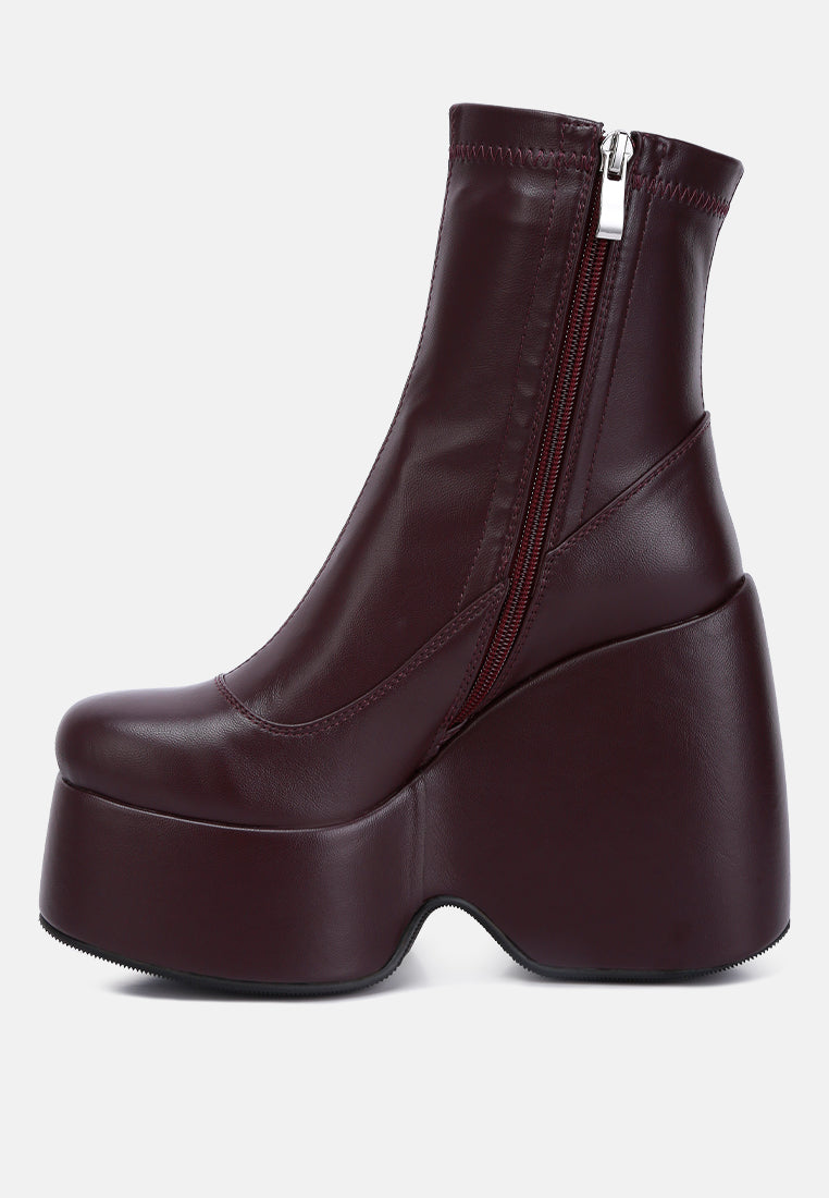 PURNELL Burgundy High Platform Ankle Boots#color_burgundy