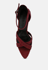 REGALIA Rhinestone Embellished Stiletto Sandals#color_Burgundy