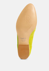 RICKA Chain Embellished Loafers in Lime#color_lime
