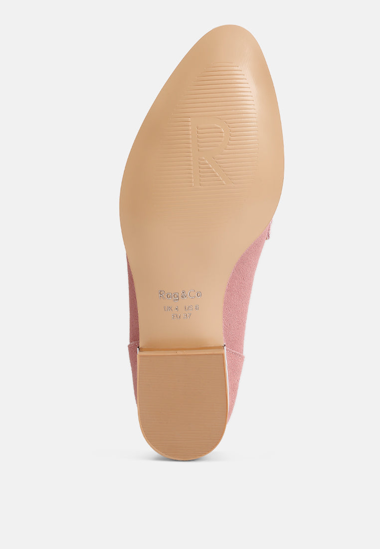 RICKA Chain Embellished Loafers in Pink#color_pink