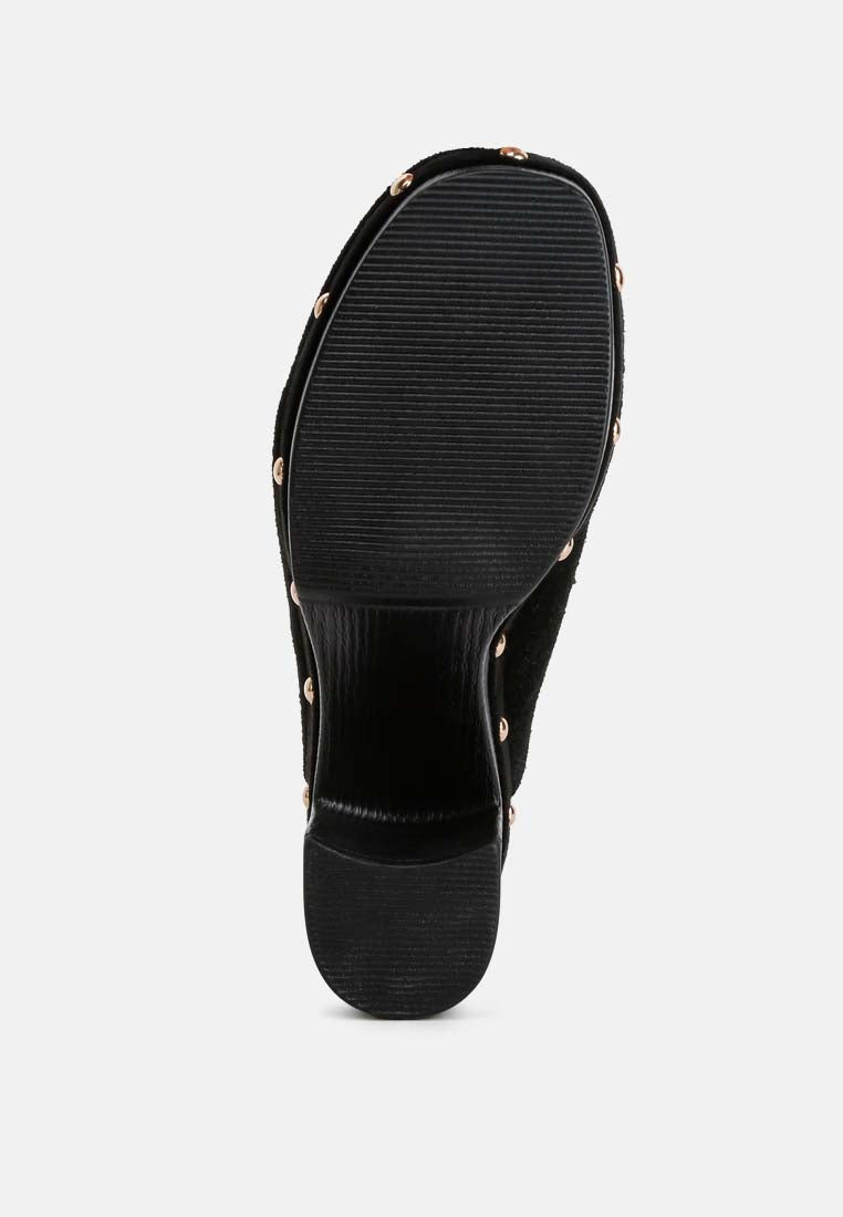 Riley Suede Platform Clogs In Black#color_black