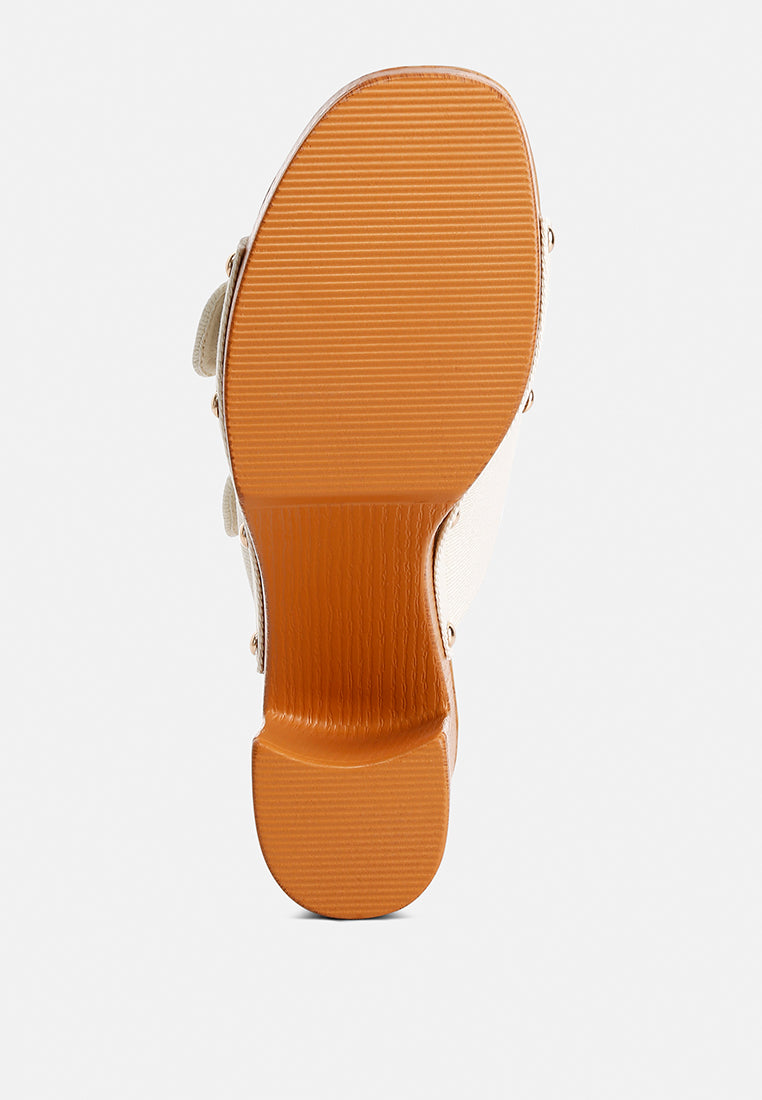 Sarai Buckle Straps High Block Heel Clogs In Beige#color_beige