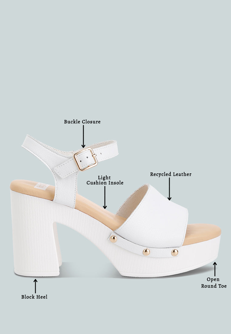 Sawor Recycled Leather High Block Sandals In White#color_white