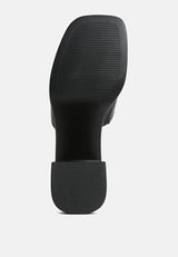SCANDAL Slip on Block Heel Sandals in Black#color_black