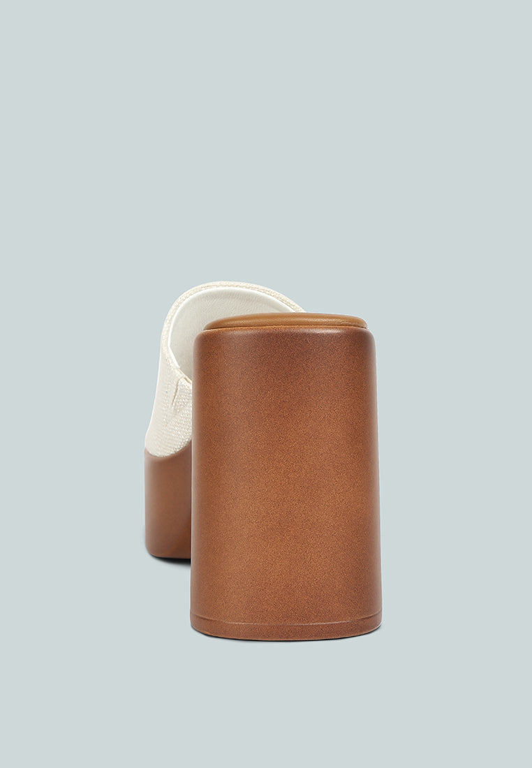 SCANDAL Slip on Block Heel Sandals in Off White#color_off-White