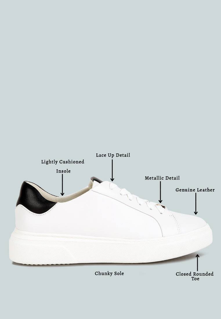 SCHICK  Lace Up Leather Sneakers in Black#color_black