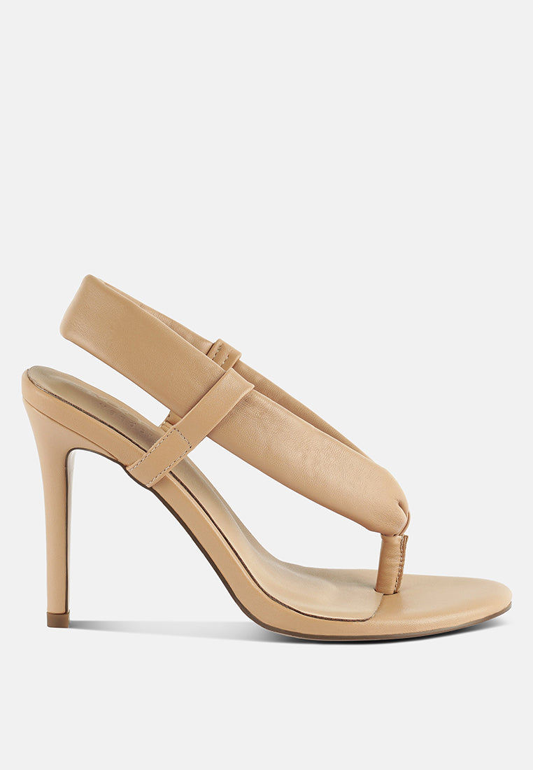 SINGLES Beige High Heeled Thong Sandals#color_tan