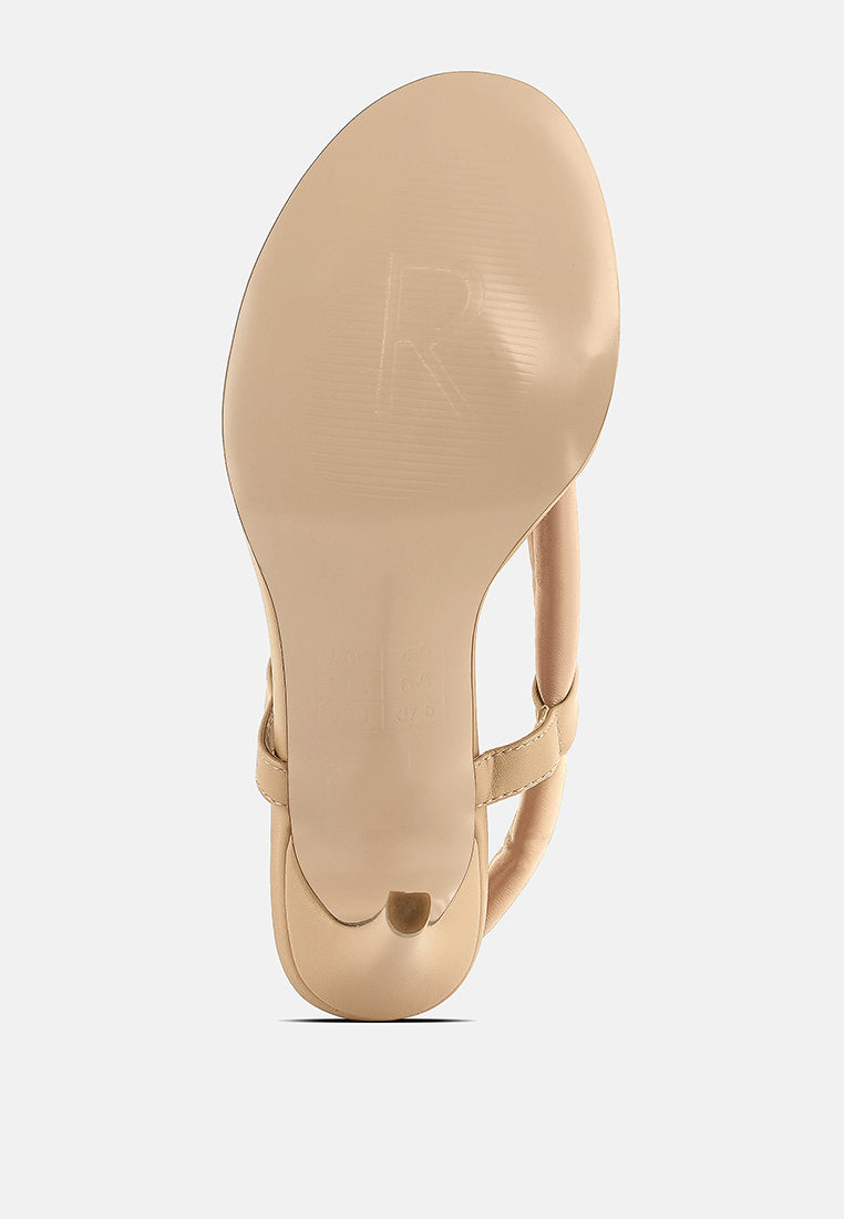 SINGLES Beige High Heeled Thong Sandals#color_tan