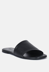 TATAMI Black Leather Classic Slide Flats#color_black