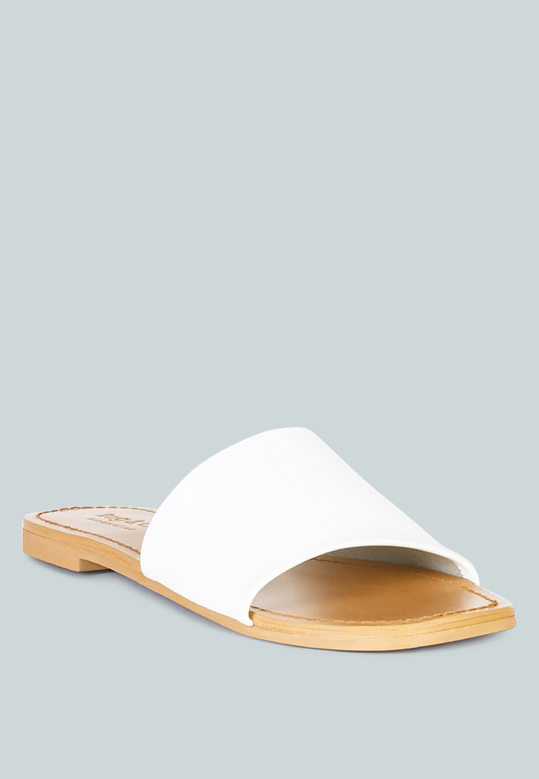 TATAMI White Leather Classic Slide Flats#color_white